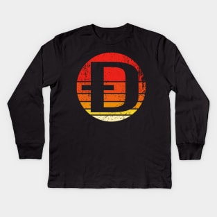 Dogecoin Vintage Sunset Kids Long Sleeve T-Shirt